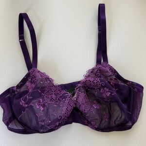 La Perla Lace Bra Royal Purple Sheer 34B